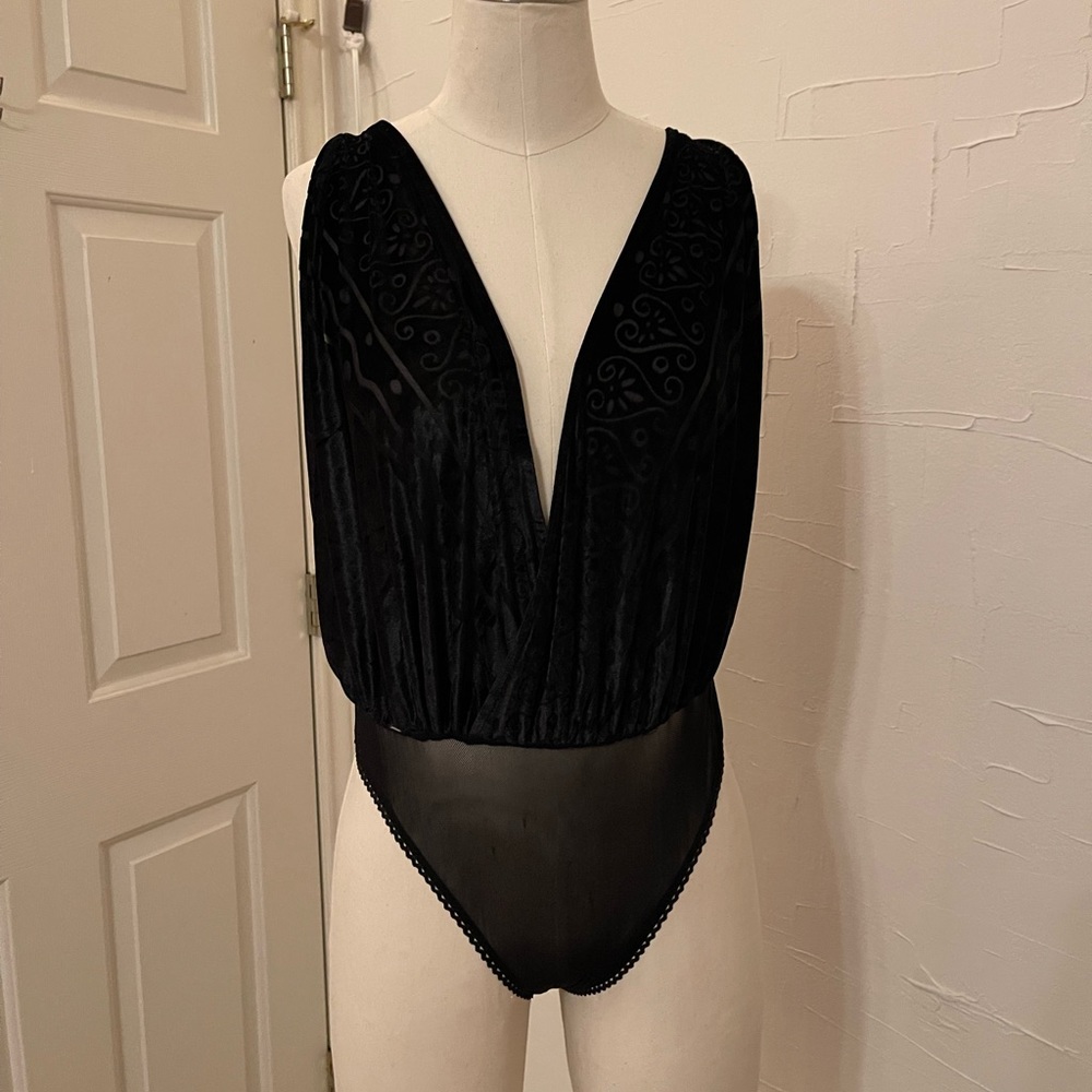 Free People Black Lace Bodysuit NWT